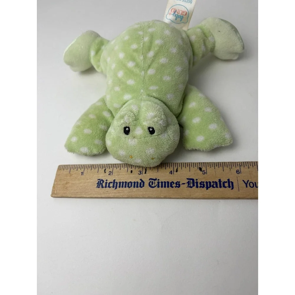 Baby GUND Dottie Dots‎ Frog Plush Toy Green White Polka Dot Rattle 58235
